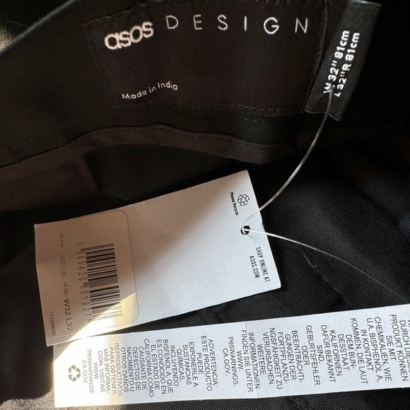 ASOS DESIGN smart wide leg pants in black Size 32 x 32 Style 113258389 NWT - Picture 1 of 3